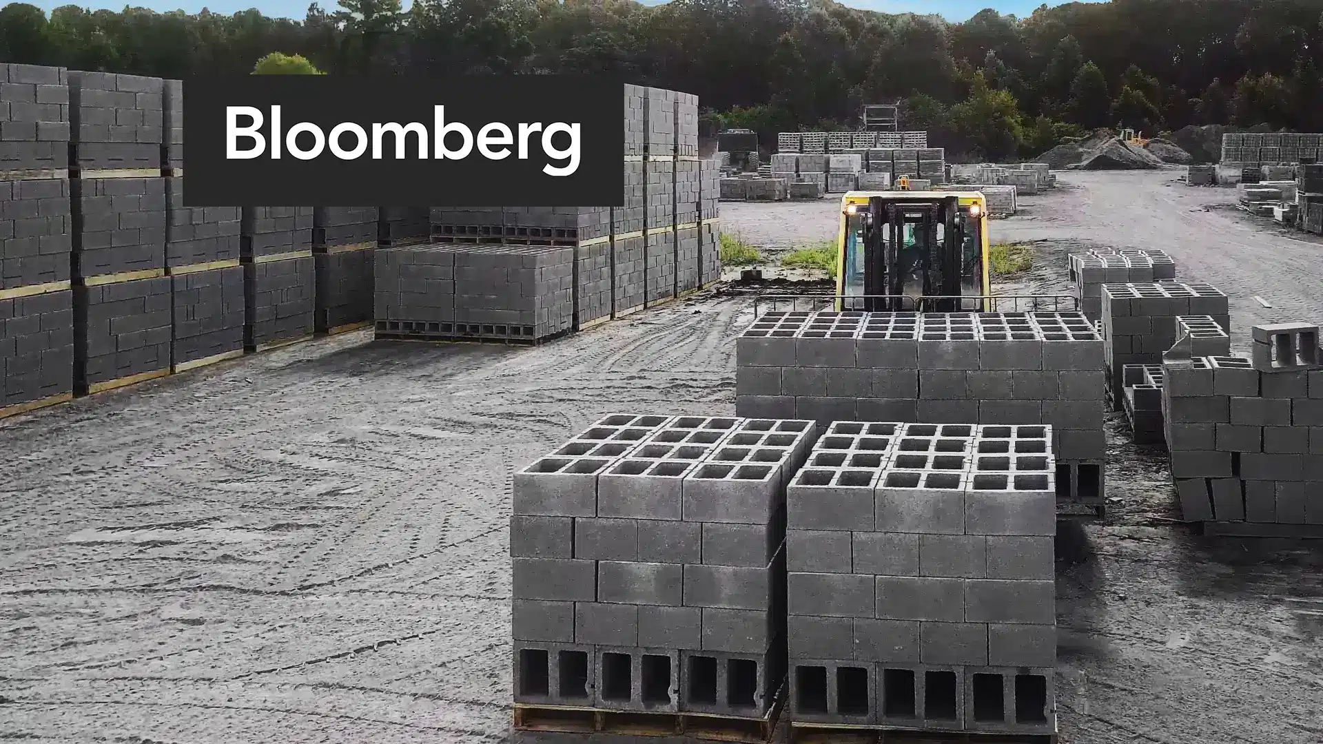 Bloomberg Green covered CarbonBuilt's commercial launch of ultra-low carbon concrete blocks. Photographer Mark Scantlebury captured the blocks awaiting customer delivery at Blair Block's concrete plant in Childersburg, Alabama.